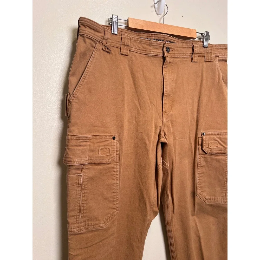 Duluth Flex Fire Hose Cargo Pants Relaxed Fit Cotton Mens 40x30 Brown Work *read
